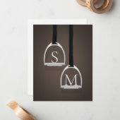 Monogrammed Stirrup Irons Dark Brown Equestrian Notitiekaartje (Voorkant / Achterkant in situ)