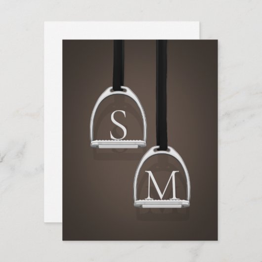Monogrammed Stirrup Irons Dark Brown Equestrian Notitiekaartje (Voorkant / Achterkant)