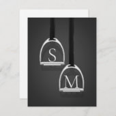 Monogrammed Stirrup Irons Dark Gray Equestrian Notitiekaartje (Voorkant / Achterkant)