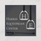 Monogrammed Stirrup Irons Dark Gray Equestrian Vierkante Visitekaartje (Voorkant)
