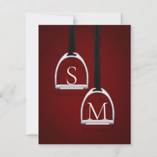 Monogrammed Stirrup Irons Dark Red Equestrian Notitiekaartje (Voorkant)