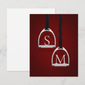 Monogrammed Stirrup Irons Dark Red Equestrian Notitiekaartje (Voorkant / Achterkant)