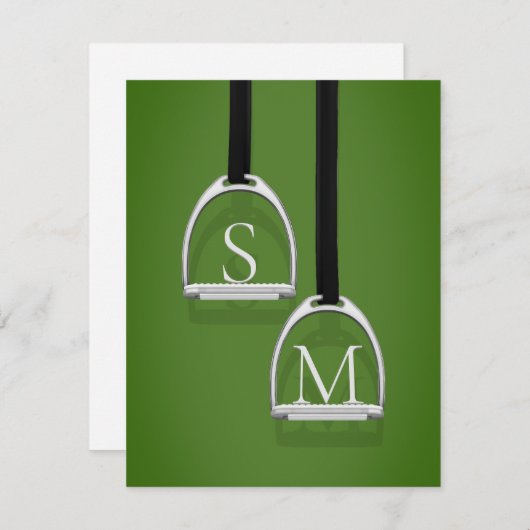 Monogrammed Stirrup Irons Grass Green Equestrian Notitiekaartje (Voorkant / Achterkant)