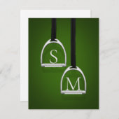 Monogrammed Stirrup Irons Hunter Green Equestrian Notitiekaartje (Voorkant / Achterkant)