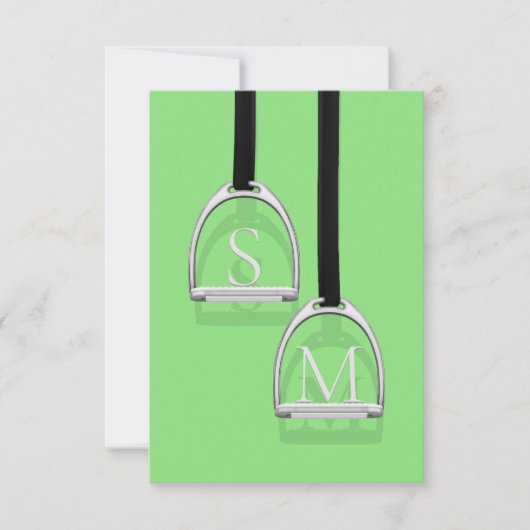 Monogrammed Stirrup Irons Lime Green Equestrian Bedankkaart (Voorkant)