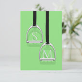 Monogrammed Stirrup Irons Lime Green Equestrian Bedankkaart (Staand voorkant)