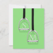 Monogrammed Stirrup Irons Lime Green Equestrian Notitiekaartje (Voorkant)