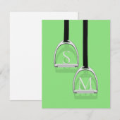 Monogrammed Stirrup Irons Lime Green Equestrian Notitiekaartje (Voorkant / Achterkant)