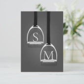 Monogrammed Stirrup Irons Medium Gray Equestrian Bedankkaart (Staand voorkant)
