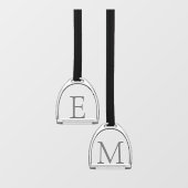 Monogrammed Stirrup Irons Pair Elegant Equestrian Raamsticker (Vel)