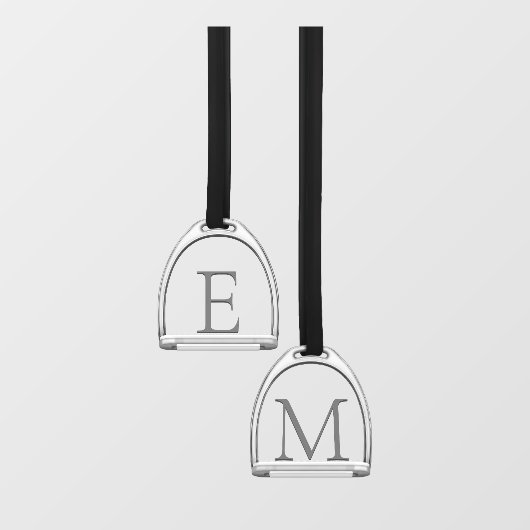 Monogrammed Stirrup Irons Pair Elegant Equestrian Raamsticker (Vel)