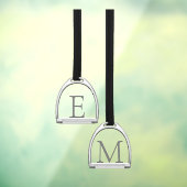 Monogrammed Stirrup Irons Pair Elegant Equestrian Raamsticker (Vel 3)