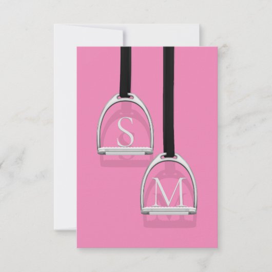 Monogrammed Stirrup Irons Pink Equestrian Bedankkaart (Voorkant)