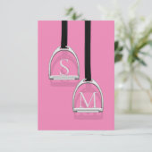 Monogrammed Stirrup Irons Pink Equestrian Bedankkaart (Staand voorkant)