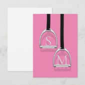 Monogrammed Stirrup Irons Pink Equestrian Bedankkaart (Voorkant / Achterkant)