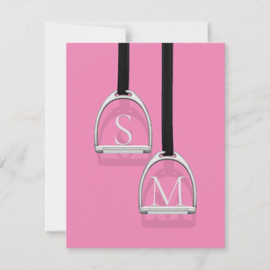 Monogrammed Stirrup Irons Pink Equestrian Notitiekaartje (Voorkant)