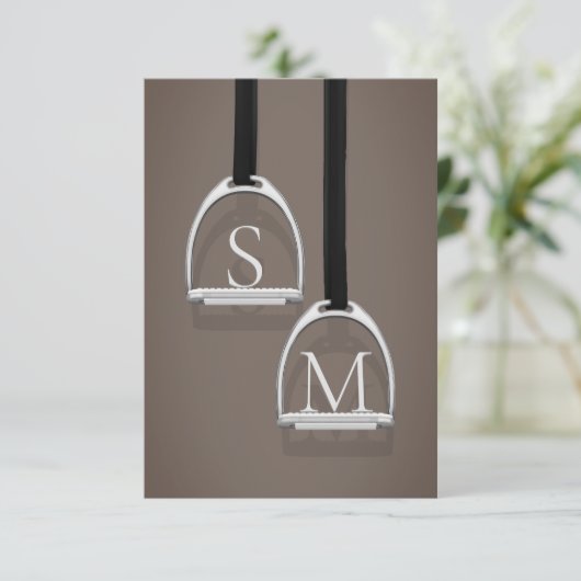 Monogrammed Stirrup Irons Sepia Brown Equestrian Bedankkaart (Staand voorkant)