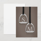 Monogrammed Stirrup Irons Sepia Brown Equestrian Bedankkaart (Voorkant / Achterkant)