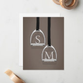 Monogrammed Stirrup Irons Sepia Brown Equestrian Notitiekaartje (Voorkant / Achterkant in situ)