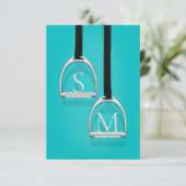 Monogrammed Stirrup Irons Turquoise Equestrian Bedankkaart (Staand voorkant)