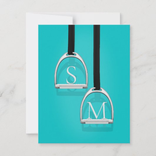 Monogrammed Stirrup Irons Turquoise Equestrian Notitiekaartje (Voorkant)