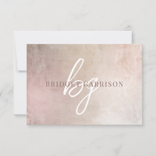 Monogrammed Stoffige Pinky Brush geschilderd Notitiekaartje (Voorkant)