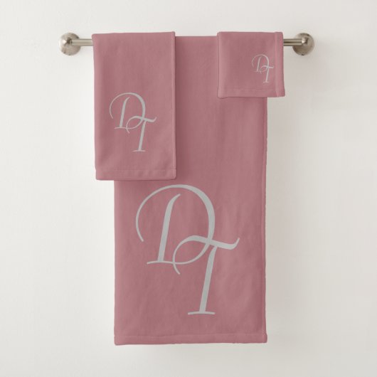 Monogrammed - stoffige roos kleur bad handdoek (Insitu)