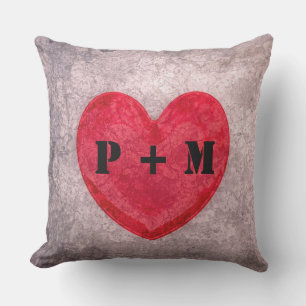 Monogrammed Stonewashed Heart Buitenkussen