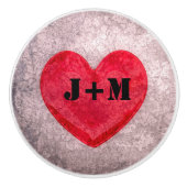 Monogrammed Stonewashed Heart Keramische Knop (Voorkant)