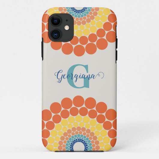 Monogrammed Stralende Egeïsche Zomerstip Mandala Case-Mate iPhone Case (Achterkant)