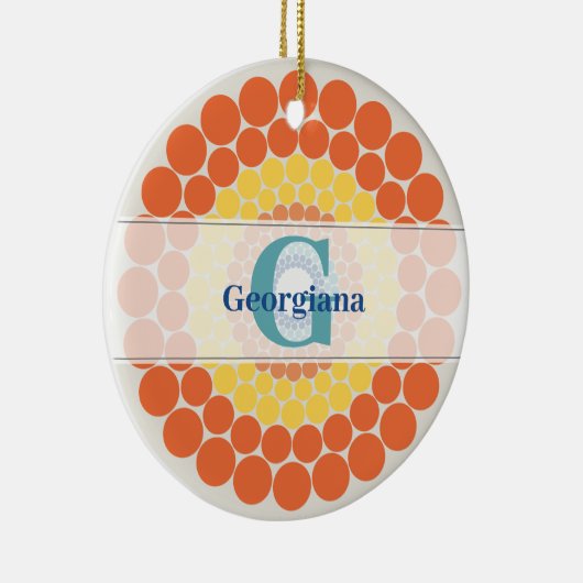 Monogrammed Stralende Egeïsche Zomerstip Mandala Keramisch Ornament (Rechts)