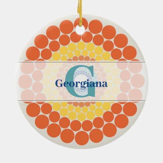 Monogrammed Stralende Egeïsche Zomerstip Mandala Keramisch Ornament (Achterkant)