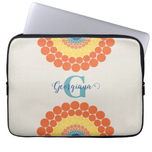Monogrammed Stralende Egeïsche Zomerstip Mandala Laptop Sleeve