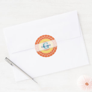 Monogrammed Stralende Egeïsche Zomerstip Mandala Ronde Sticker