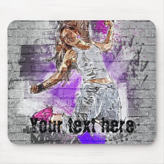 Monogrammed Street art springen meisje verjaardag  Muismat (Voorkant)