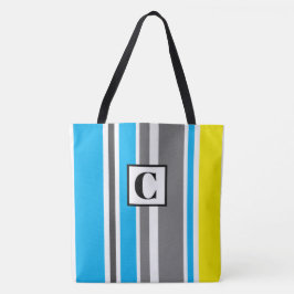 Monogrammed Striped Canvas tas