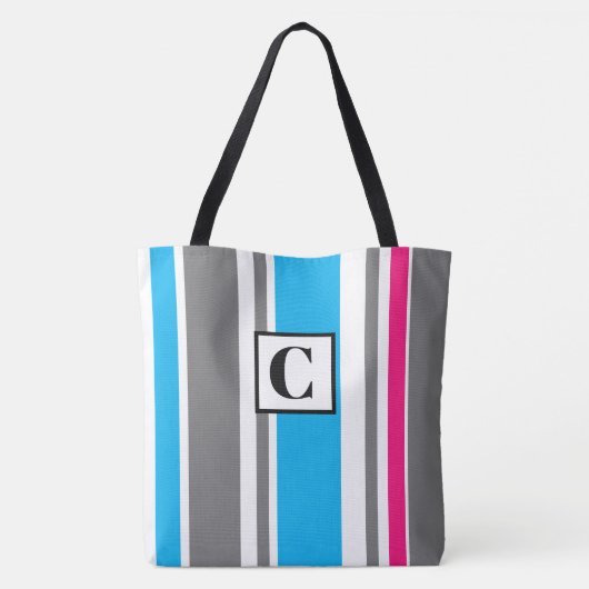 Monogrammed Striped Canvas tas (Achterkant)