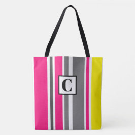 Monogrammed Striped Canvas tas