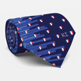 Monogrammed Stripes and Hearts Navy Blue Stropdas