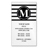 Monogrammed Stripes Pattern Black and White Magnetisch Visitekaartje (Voorkant Verticaal)