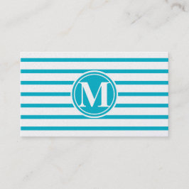 Monogrammed Stripes Pattern Scuba Blue Visitekaartje