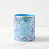 Monogrammed Struik Wildflower Romantisch Blauw Mok (Midden)