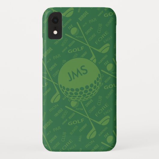 Monogrammed Subtle Golfer Pattern Case-Mate iPhone Case (Achterkant)