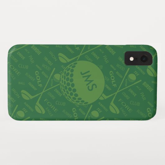 Monogrammed Subtle Golfer Pattern Case-Mate iPhone Case (Achterkant (horizontaal))