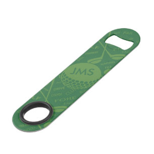 Monogrammed Subtle Golfer Pattern Speed Flessenopener