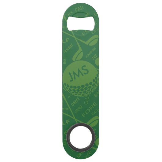 Monogrammed Subtle Golfer Pattern Speed Flessenopener (Voorkant)