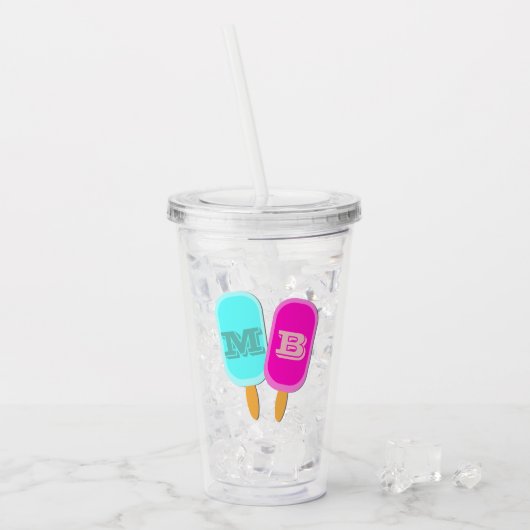 Monogrammed Summer Iced Lollies Popsicles Acryl Drinkbeker (Voorkant ijs)