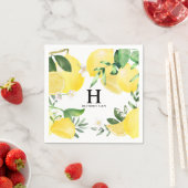 Monogrammed Summer Lemon Garden Yellow Servet (Insitu)