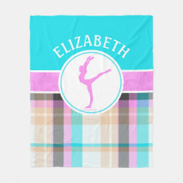 Monogrammed Summer Tartan Gymnastics Golly Girls Fleece Deken