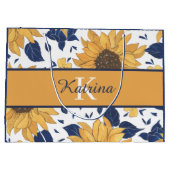 Monogrammed Sunflower Gift Bag Groot Cadeauzakje (Achterkant)